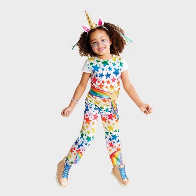 Toddler Rainbow Stars Unicorn Halloween Costume Jumpsuit With Headpiece - Hyde & Eek! Boutique™ : Target